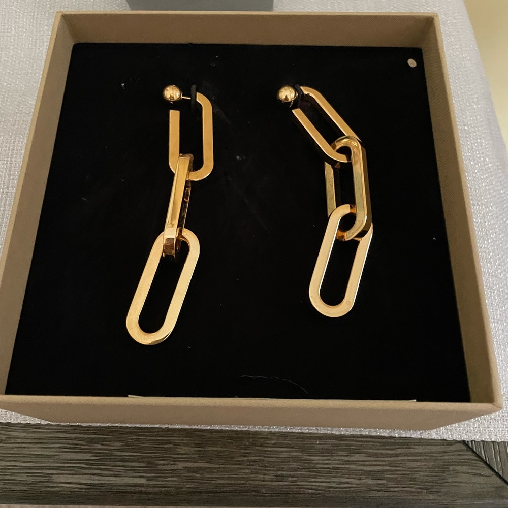 Burberry gold chain link earrings